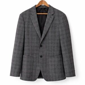 Banana Republic 44R Gray Plaid Wool Blend Blazer Sport Coat 44 Regular